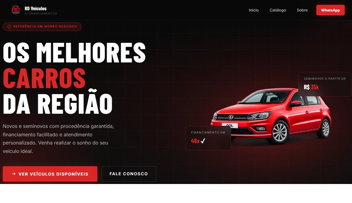 Preview de um projeto de venda e revenda de veículos